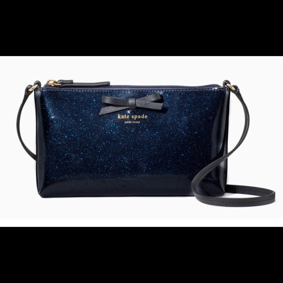 BNWT Kate Spade Mavis Street Amy Blue Glitter Crossbody & Wallet SET! - Picture 4 of 15